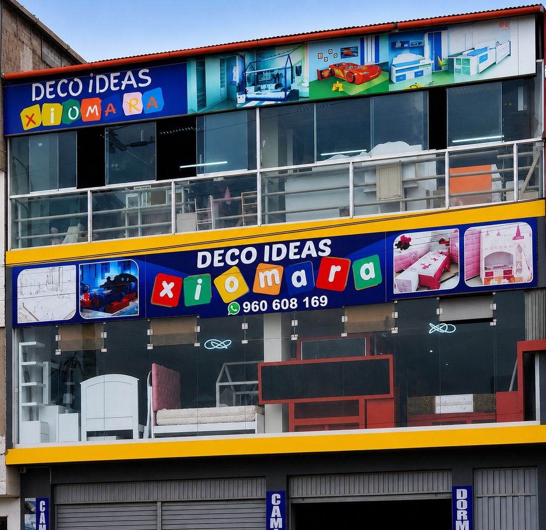 Fachada de la tienda Deco Ideas Xiomara en Villa El Salvador, Lima